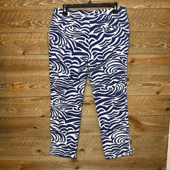 Lily Pulitzer Elaine Ankle Cropped Pants Swirl Blue/White Size 4 - Picture 2 of 6